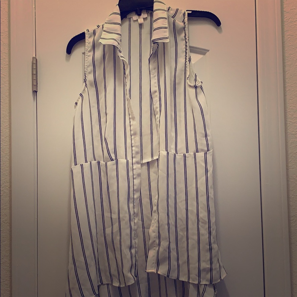 Striped High Low Blouse